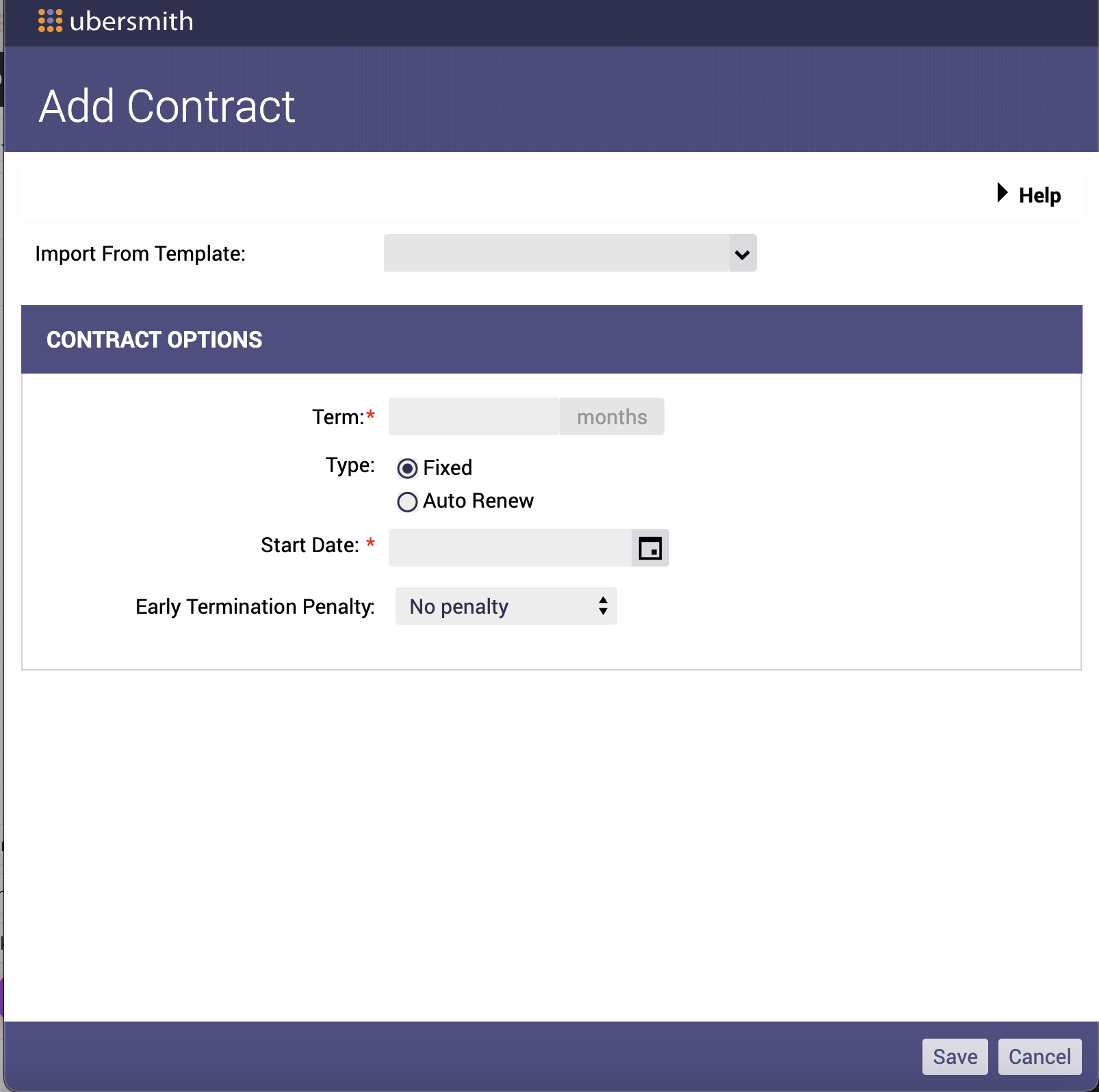Add Contract popup