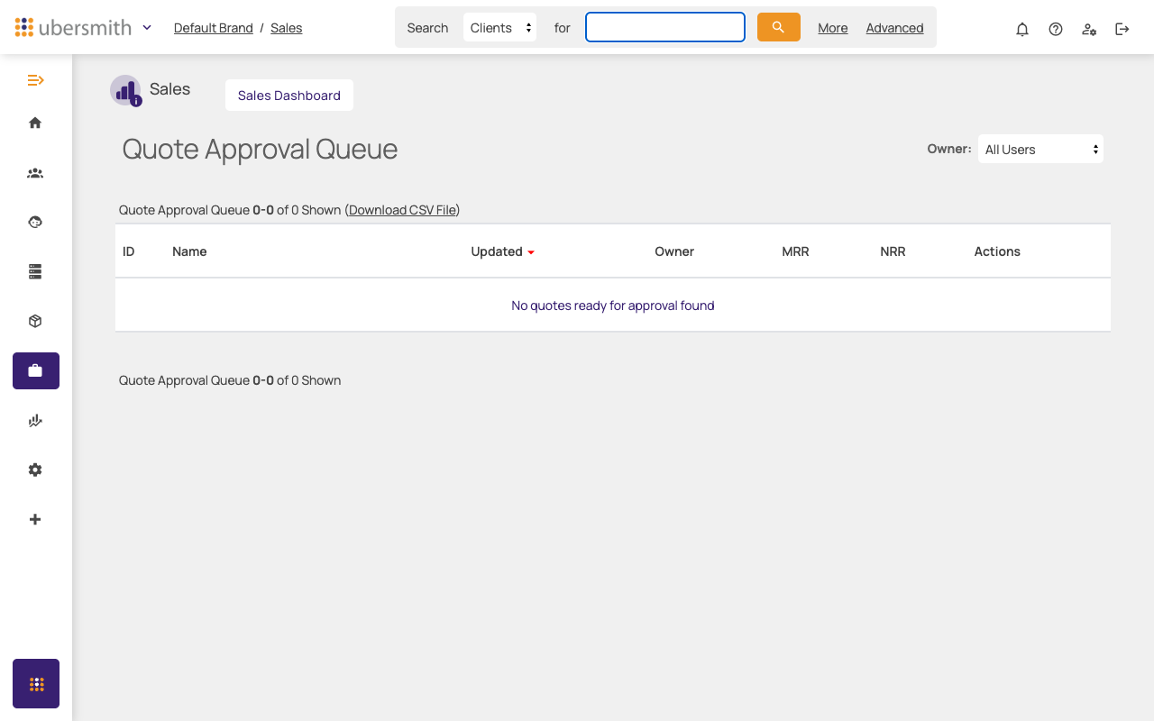 Quote Approval Queue page