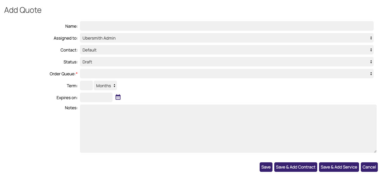 Add Quote form