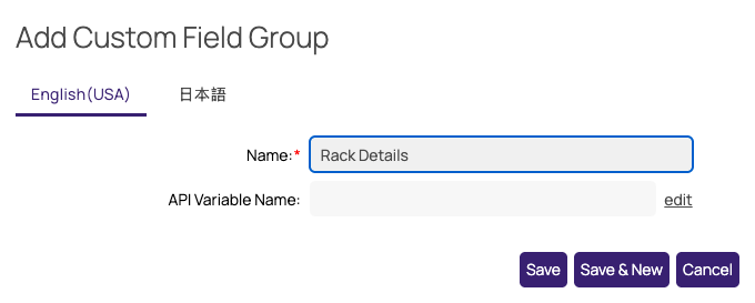 Add Custom Field Group popup