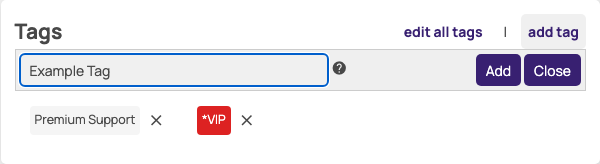 The Tags box with a new tag typed