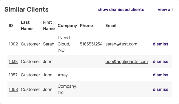 The Similar Clients box