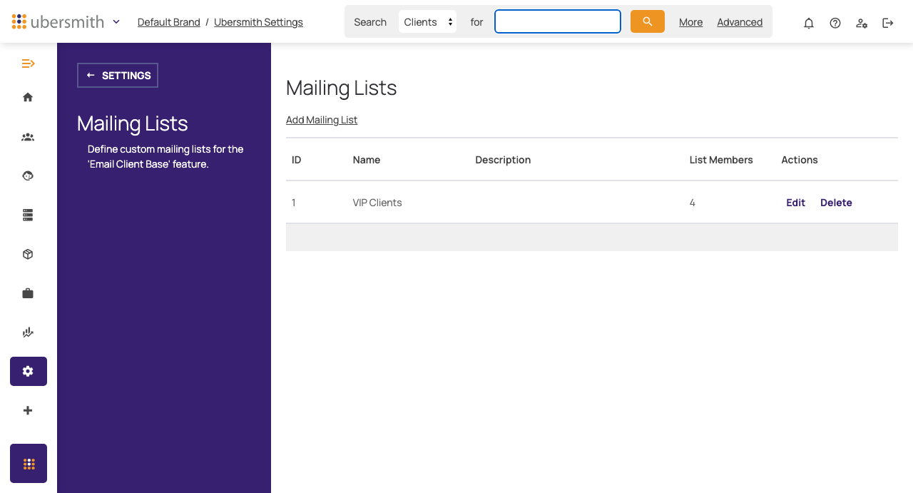 Mailing Lists page